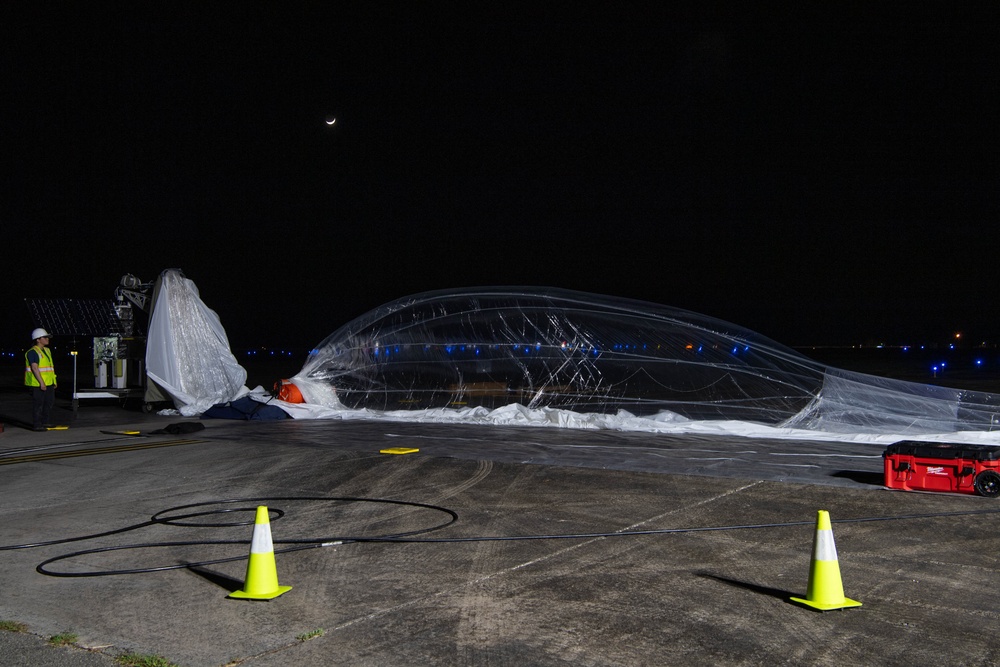 High-altitude balloon launches from Antonio B. Won Pat International Airport during Valiant Shield 24