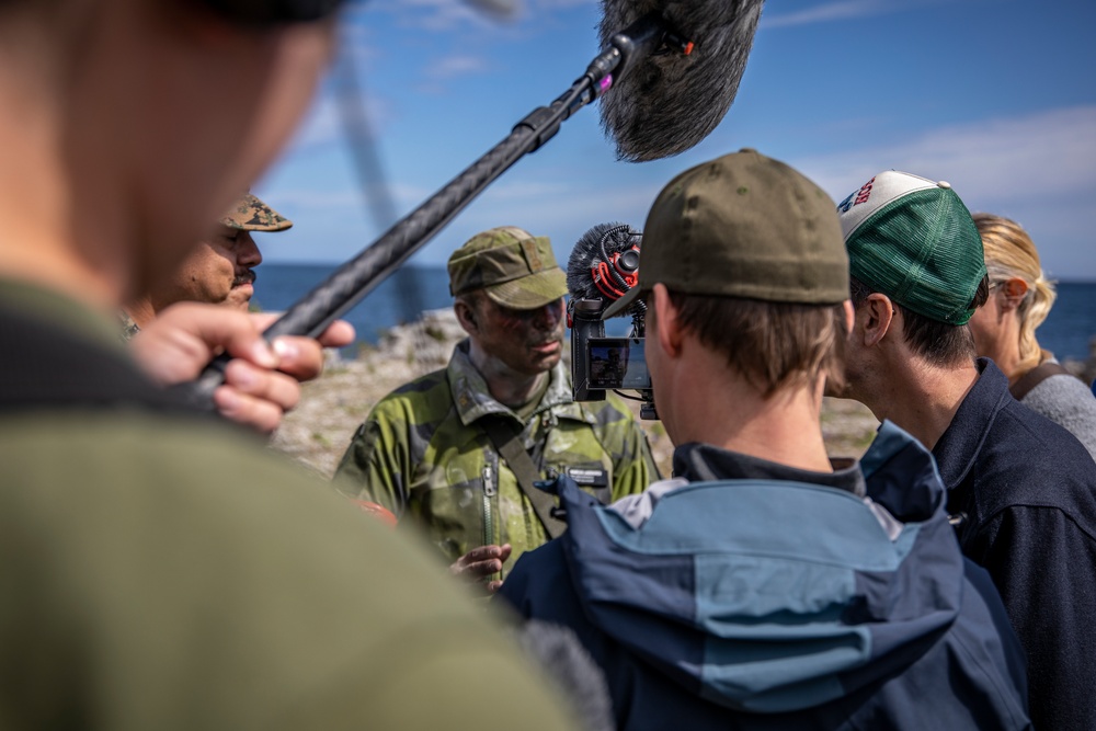 International media visit U.S. Marines, Swedish Army Soldiers training event in Sweden during BALTOPS 24
