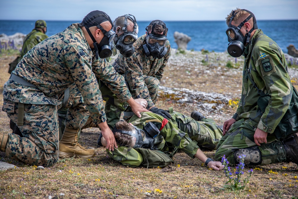 International media visit U.S. Marines, Swedish Army Soldiers training event in Sweden during BALTOPS 24
