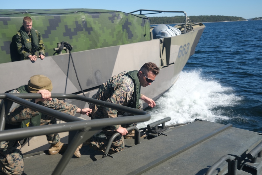 U.S. Marines and Swedish Naval Infantry Converge for Baltic Operations 2024: CB-90 Combat Boat Training