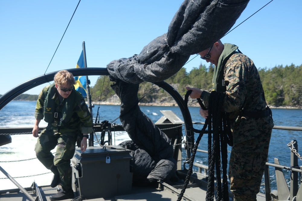 U.S. Marines and Swedish Naval Infantry Converge for Baltic Operations 2024: CB-90 Combat Boat Training