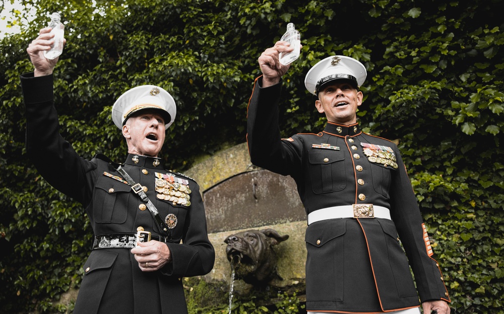 Commandant, Gen. Smith, Drinks from Devil Dog Fountain