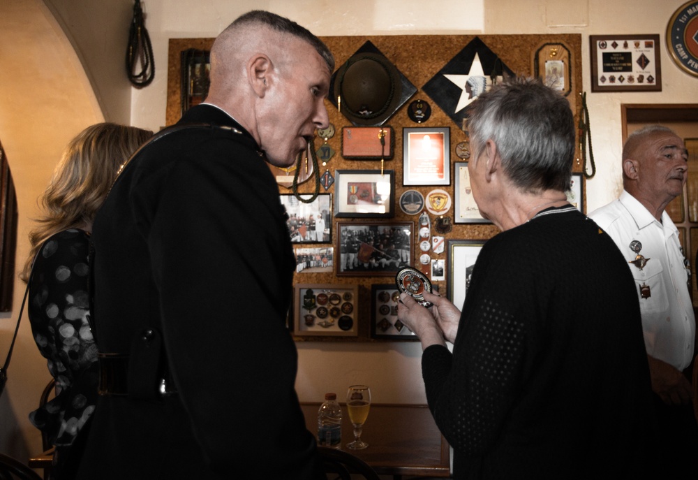 Commandant, Gen. Smith, Drinks from Devil Dog Fountain