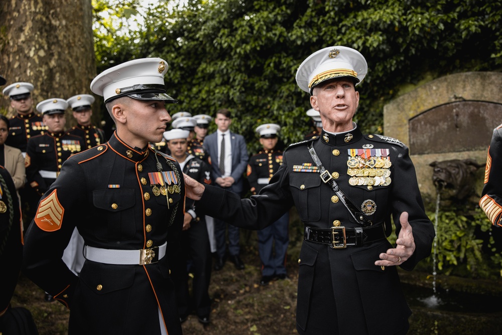 Commandant, Gen. Smith, Drinks from Devil Dog Fountain