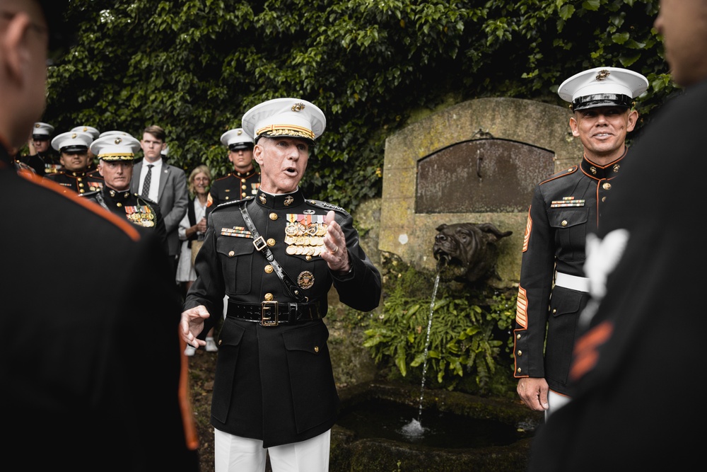 Commandant, Gen. Smith, Drinks from Devil Dog Fountain