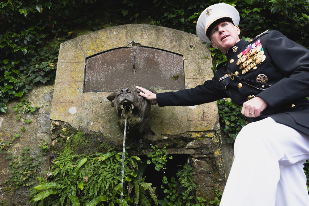 Commandant, Gen. Smith, Drinks from Devil Dog Fountain