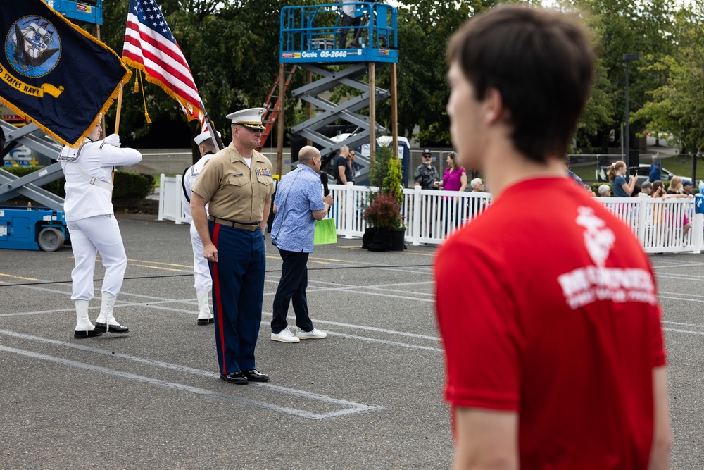 Marine Corps Poolees take Oath of Enlistment at Grand Floral Parade