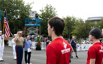 Marine Corps Poolees take Oath of Enlistment at Grand Floral Parade