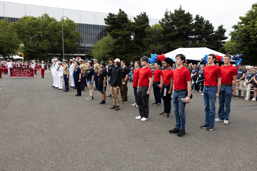 Marine Corps Poolees take Oath of Enlistment at Grand Floral Parade