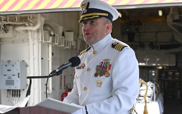 US Coast Guard Cutter Calhoun conducts change-of-command ceremony