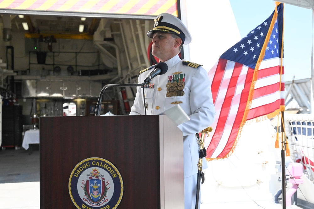 US Coast Guard Cutter Calhoun holds change-of-command ceremony