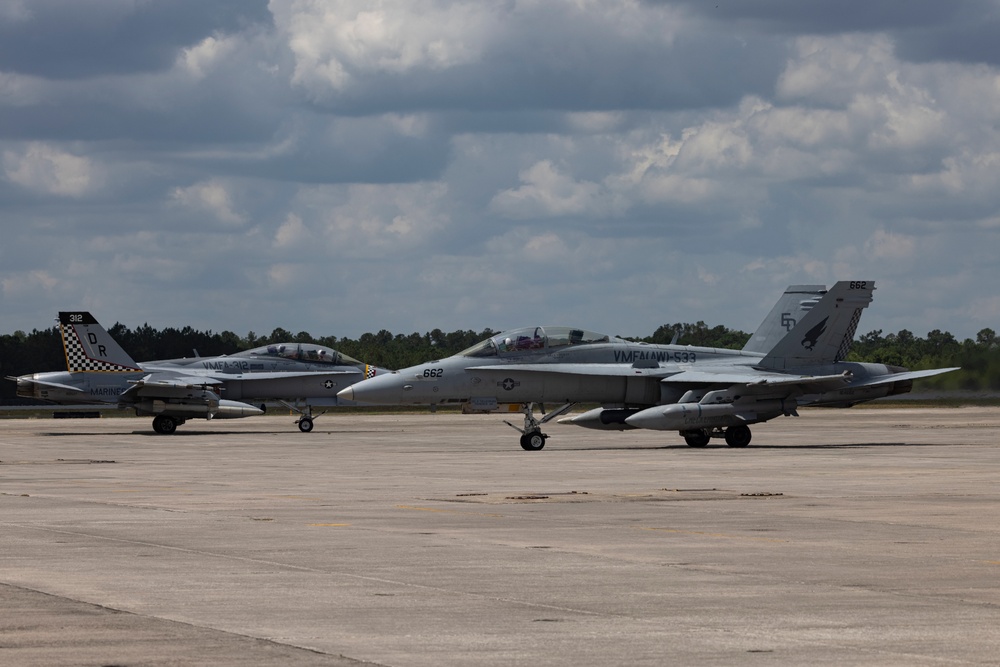 U.S. Marines with VMFA-312 conduct flight operations in support of Distributed Aviation Operations Exercise 24