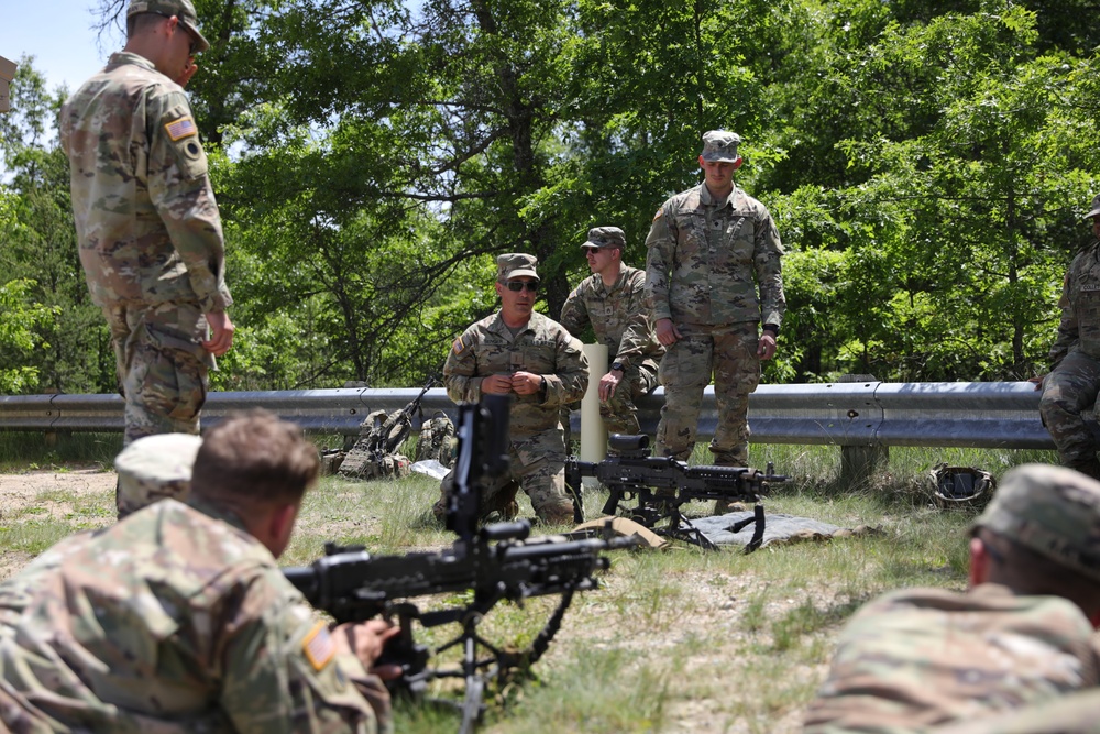 Michigan National Guard Soldiers conduct machine gun qualifications during their annual training.