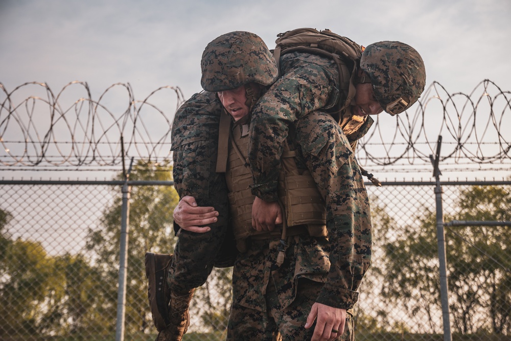 MARFORK Marines and U.S. Army Solider conduct MCMAP Training