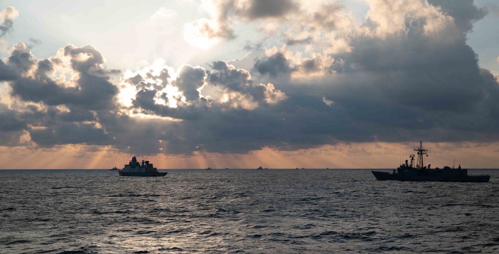 USS New York And NATO Allies Steam In Formation