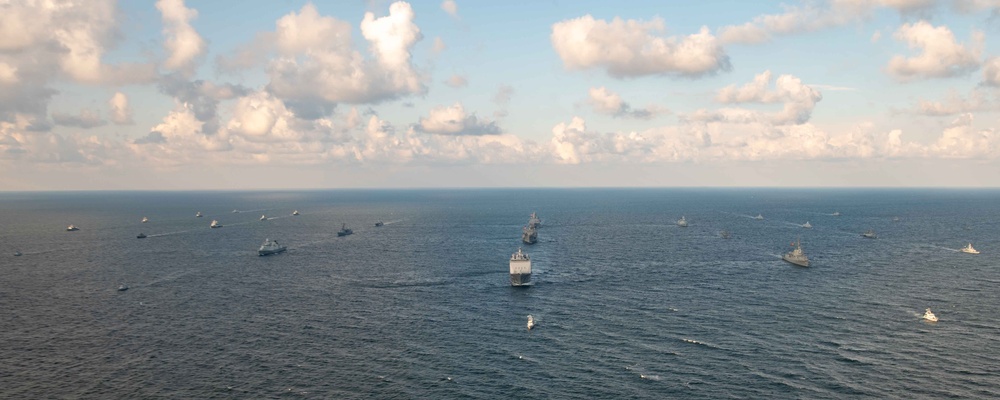 USS New York And NATO Allies Steam In Formation