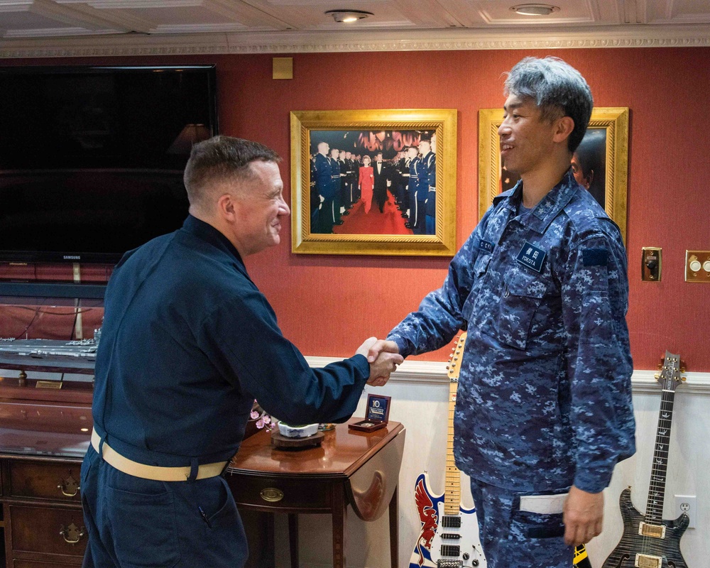 USS Ronald Reagan (CVN 76) hosts tour for Rear Adm. Kazushi Yokota and leaders of Japan Maritime Self-Defense Force in support of Valiant Shield 2024