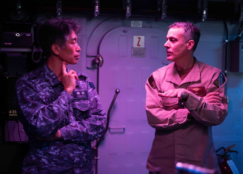 USS Ronald Reagan (CVN 76) hosts tour for Rear Adm. Kazushi Yokota and leaders of Japan Maritime Self-Defense Force in support of Valiant Shield 2024