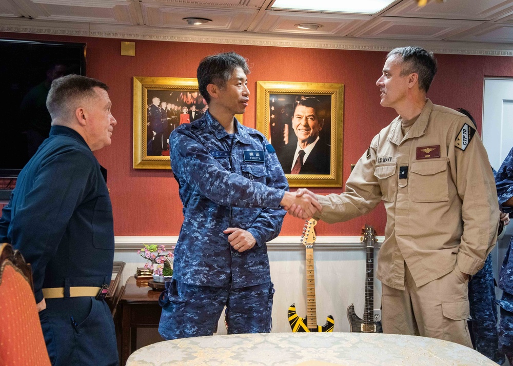 USS Ronald Reagan (CVN 76) hosts tour for Rear Adm. Kazushi Yokota and leaders of Japan Maritime Self-Defense Force in support of Valiant Shield 2024