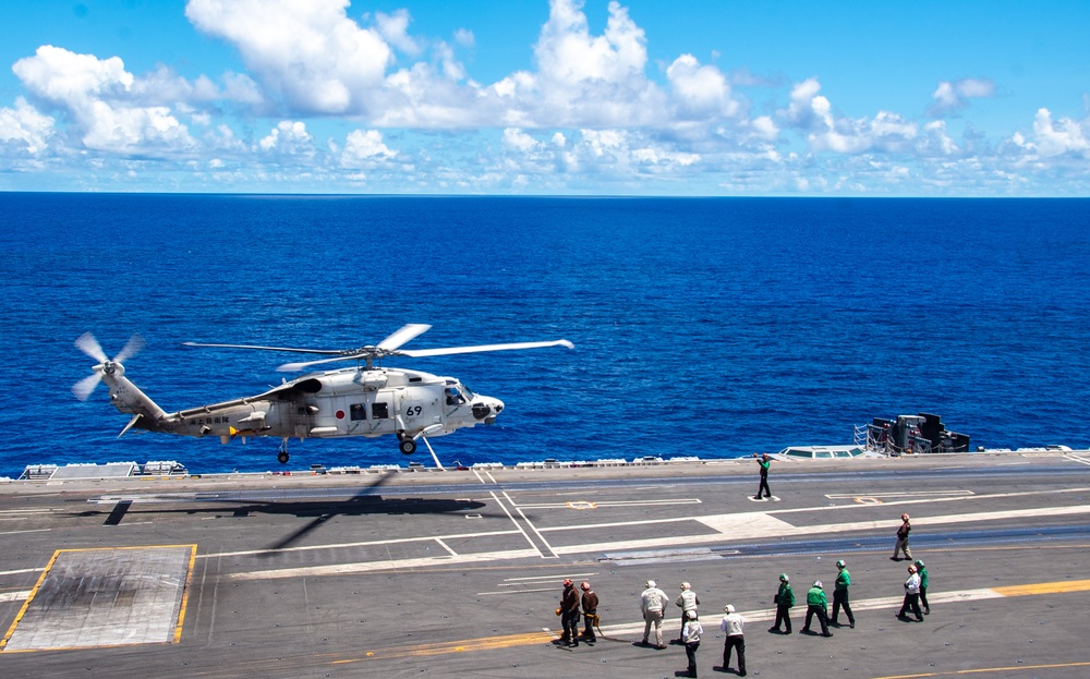 USS Ronald Reagan (CVN 76) hosts tour for Rear Adm. Kazushi Yokota and leaders of Japan Maritime Self-Defense Force in support of Valiant Shield 2024