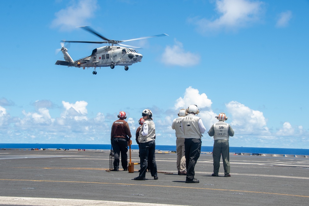 USS Ronald Reagan (CVN 76) hosts tour for Rear Adm. Kazushi Yokota and leaders of Japan Maritime Self-Defense Force in support of Valiant Shield 2024