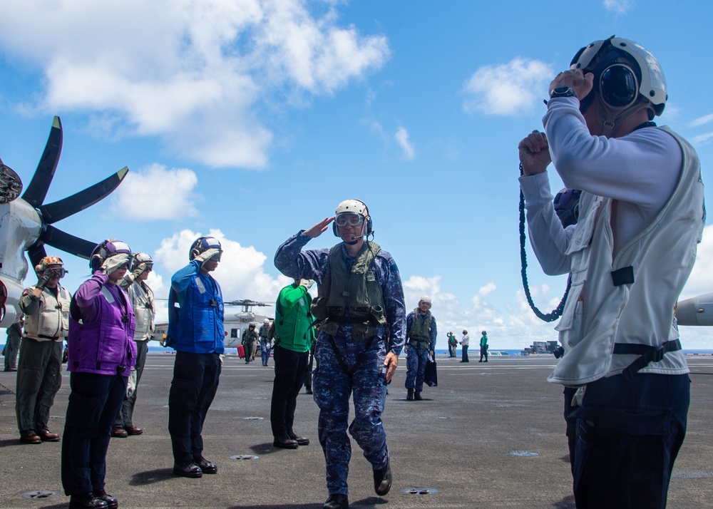 USS Ronald Reagan (CVN 76) hosts tour for Rear Adm. Kazushi Yokota and leaders of Japan Maritime Self-Defense Force in support of Valiant Shield 2024