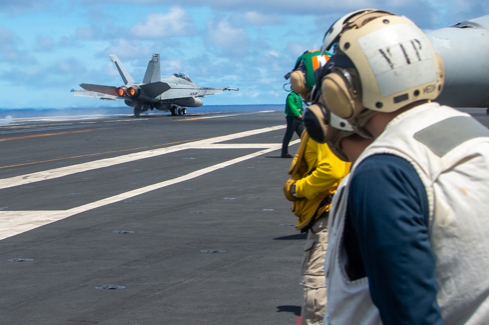 USS Ronald Reagan (CVN 76) hosts tour for Rear Adm. Kazushi Yokota and leaders of Japan Maritime Self-Defense Force in support of Valiant Shield 2024