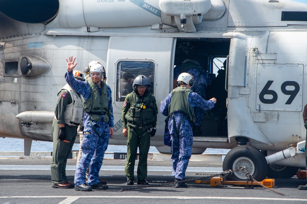 USS Ronald Reagan (CVN 76) hosts tour for Rear Adm. Kazushi Yokota and leaders of Japan Maritime Self-Defense Force in support of Valiant Shield 2024