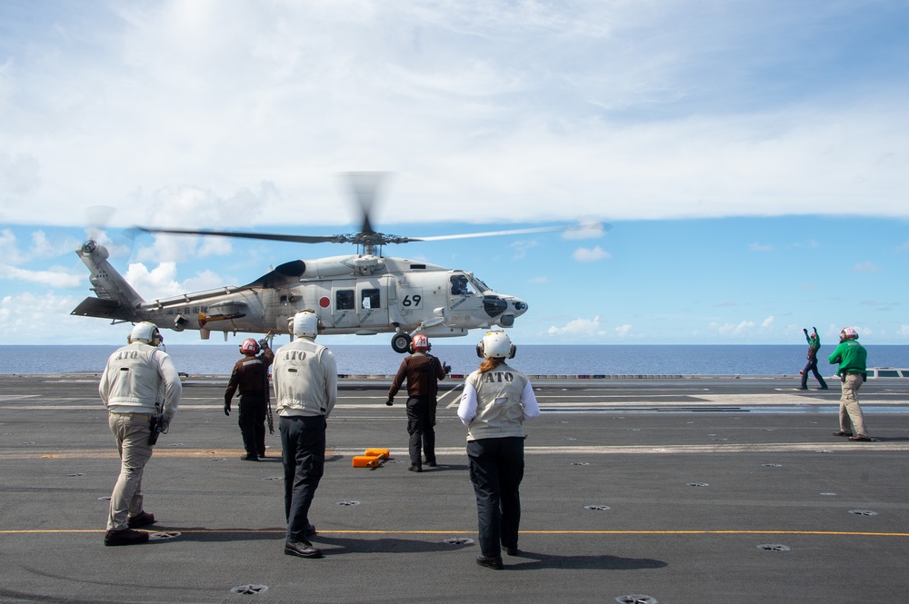 USS Ronald Reagan (CVN 76) hosts tour for Rear Adm. Kazushi Yokota and leaders of Japan Maritime Self-Defense Force in support of Valiant Shield 2024