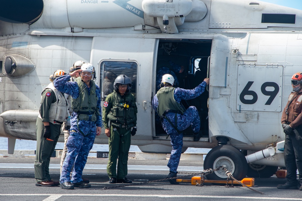 USS Ronald Reagan (CVN 76) hosts tour for Rear Adm. Kazushi Yokota and leaders of Japan Maritime Self-Defense Force in support of Valiant Shield 2024