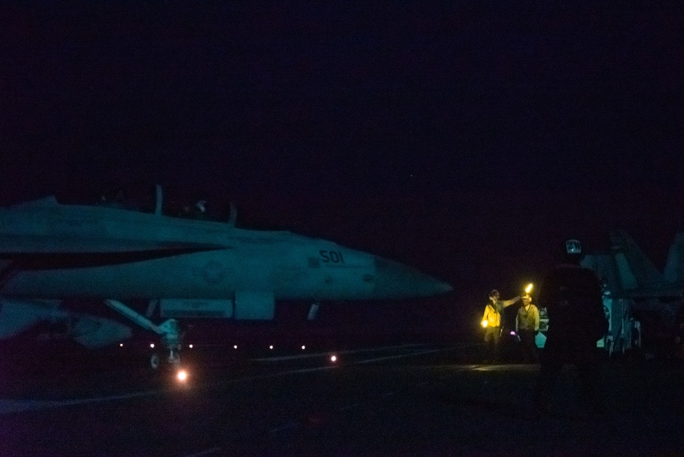 USS Ronald Reagan (CVN 76) conducts night flight operations in support of Valiant Shield 2024