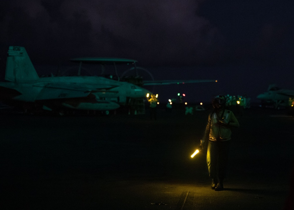 USS Ronald Reagan (CVN 76) conducts night flight operations in support of Valiant Shield 2024