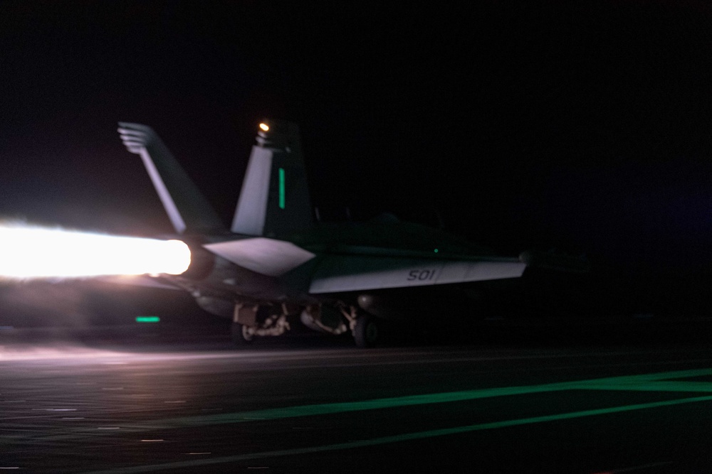 USS Ronald Reagan (CVN 76) conduct night flight operations in support of Valiant Shield 2024