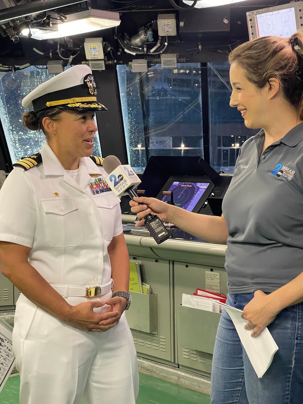 WMAR Baltimore Conducts Interviews aboard the USS Marinette.