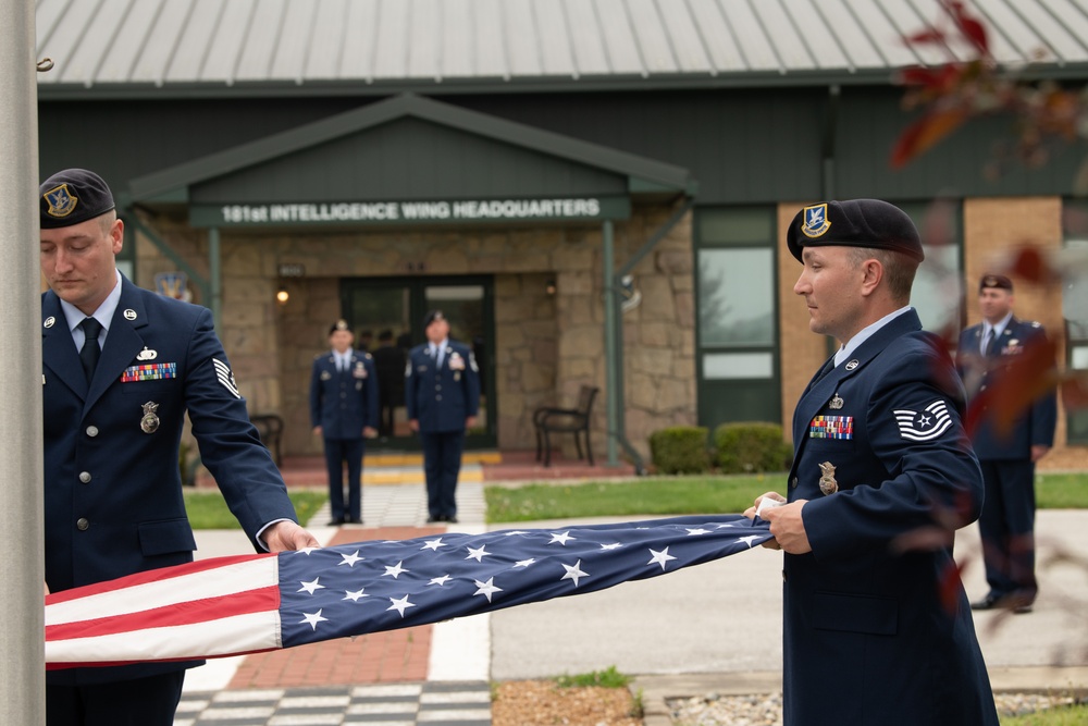 181st IW Airmen Perform Retreat Ceremony
