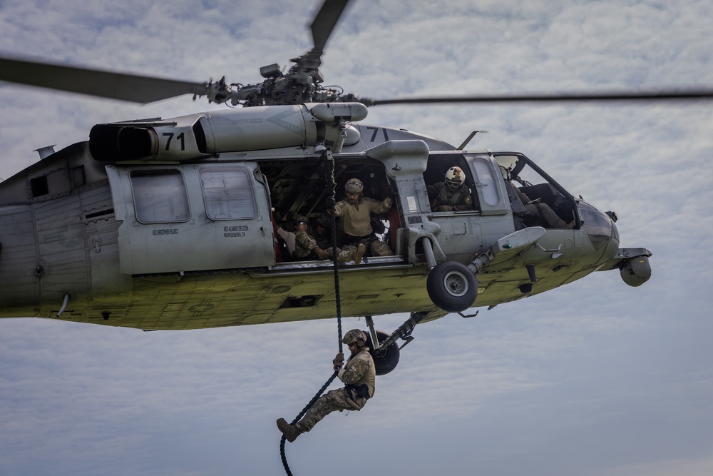 BALTOPS 24 EOD Fast Rope and Rappel Drills