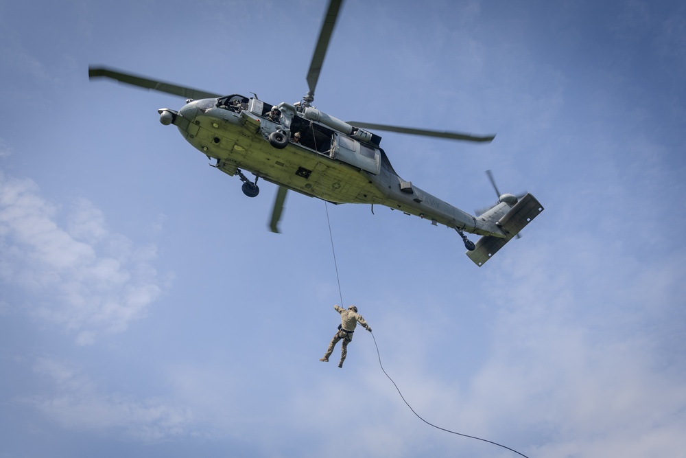 BALTOPS 24 EOD Fast Rope and Rappel Drills