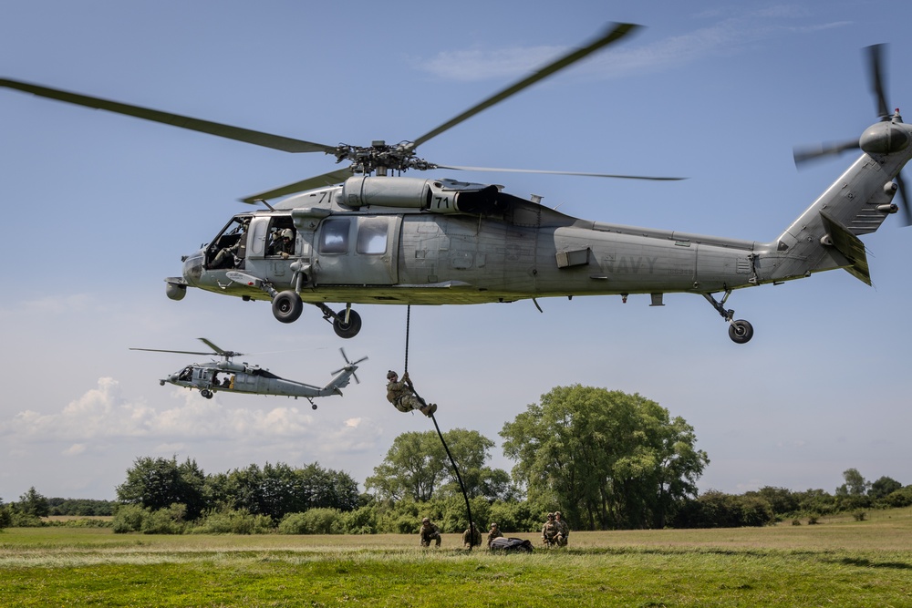 BALTOPS 24 EOD Fast Rope and Rappel Drills