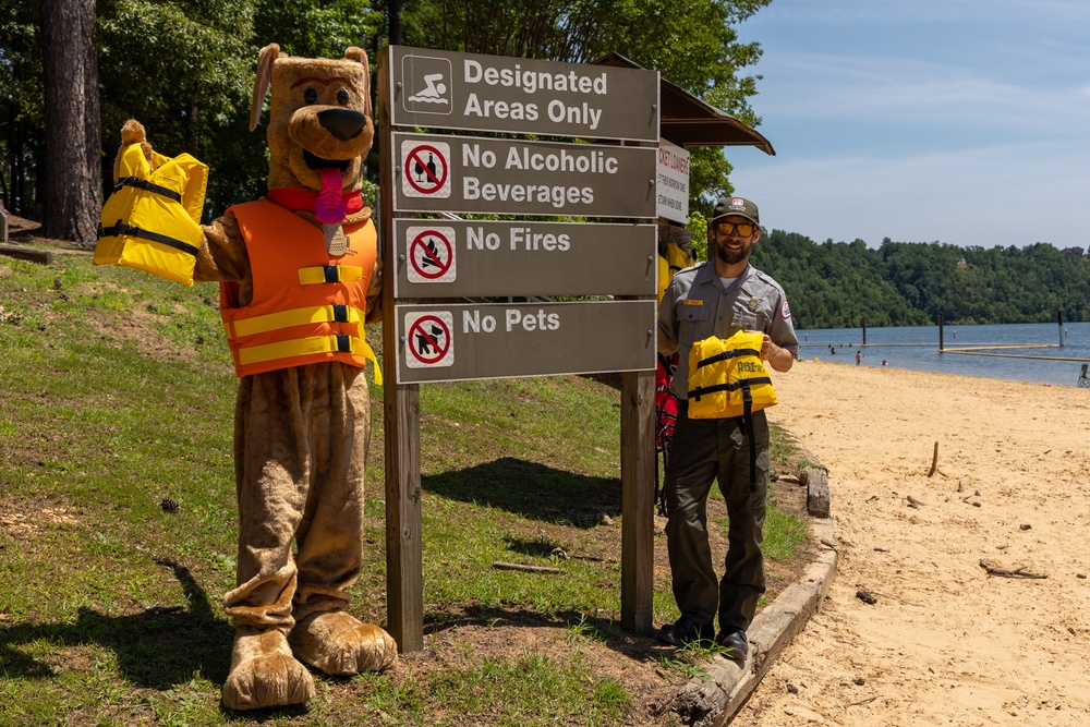 Bobber the Water Safety Dog and Park Ranger Ray Promote Beach Safety Rules