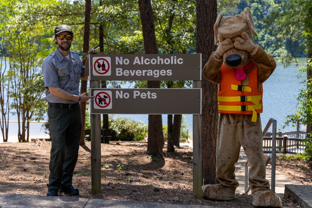 Bobber the Water Safety Dog and Park Ranger Ray Emphasize Park Rules