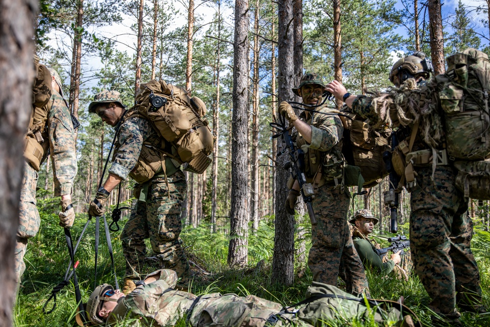 4th Recon Marines conduct a joint personnel recovery exercise in Sweden during BALTOPS 24