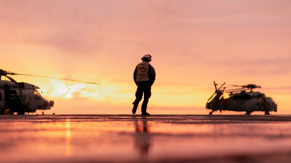 Sailors Conduct Flight Deck Rover Operations