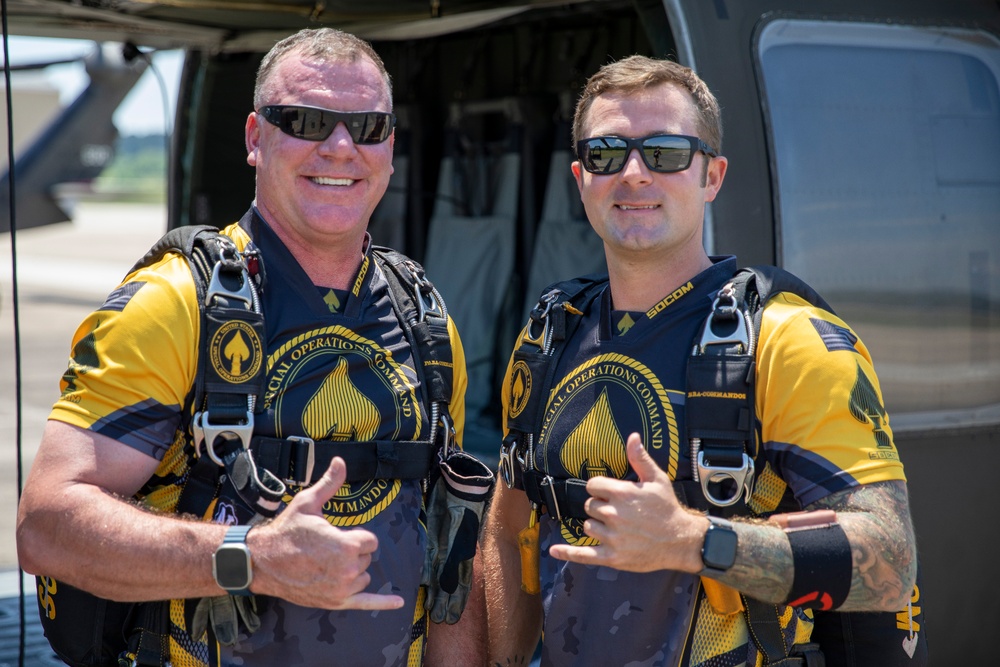 SOCOM Para-Commandos Conduct Practice Jump for 2024 Army Birthday Festival