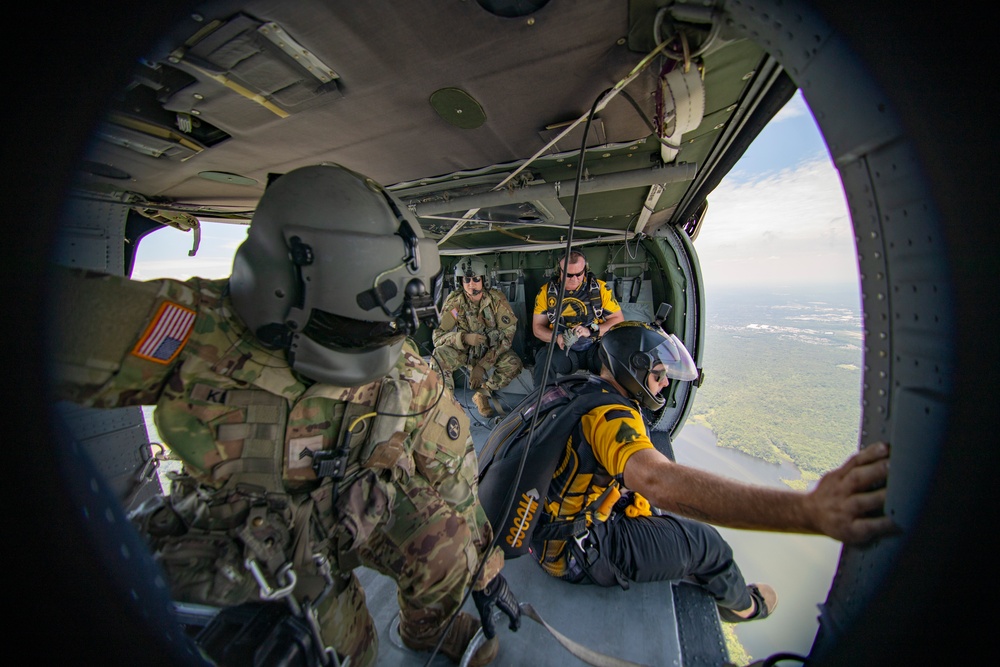 SOCOM Para-Commandos Conduct Practice Jump for 2024 Army Birthday Festival