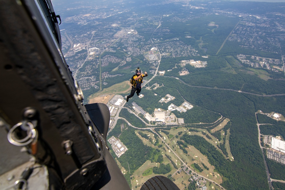 SOCOM Para-Commandos Conduct Practice Jump for 2024 Army Birthday Festival