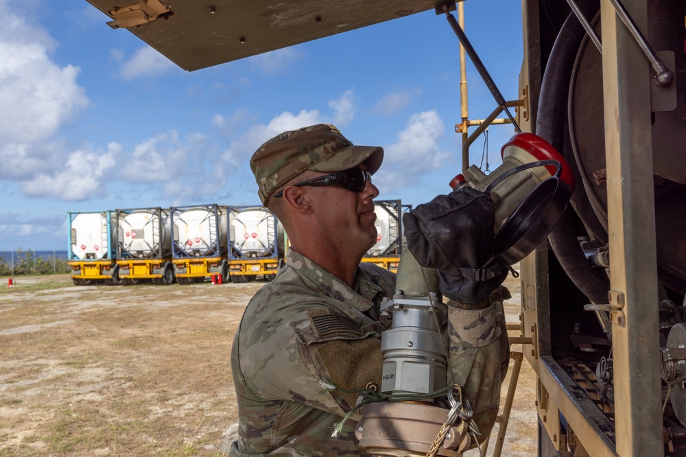 US Army Soldiers conduct fuel operations at Tinian Airport
