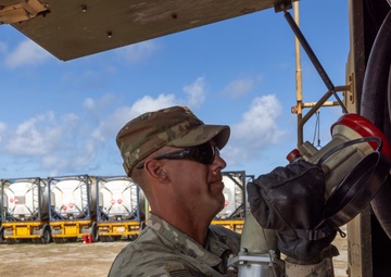 US Army Soldiers conduct fuel operations at Tinian Airport