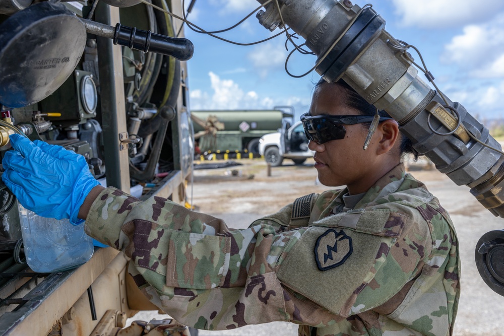 US Army Soldiers conduct fuel operations at Tinian Airport