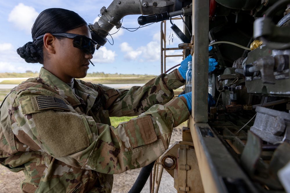 US Army Soldiers conduct fuel operations at Tinian Airport