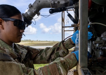 US Army Soldiers conduct fuel operations at Tinian Airport